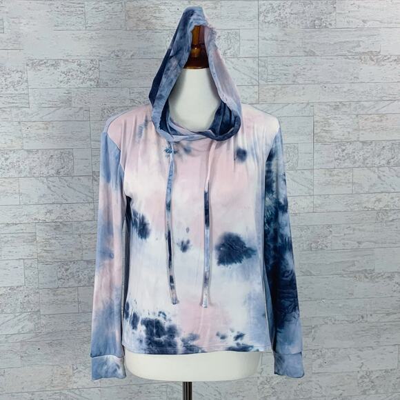 Tie dye pullover hoodie / hooded long sleeve tee lightweight - Picture 2 of 7